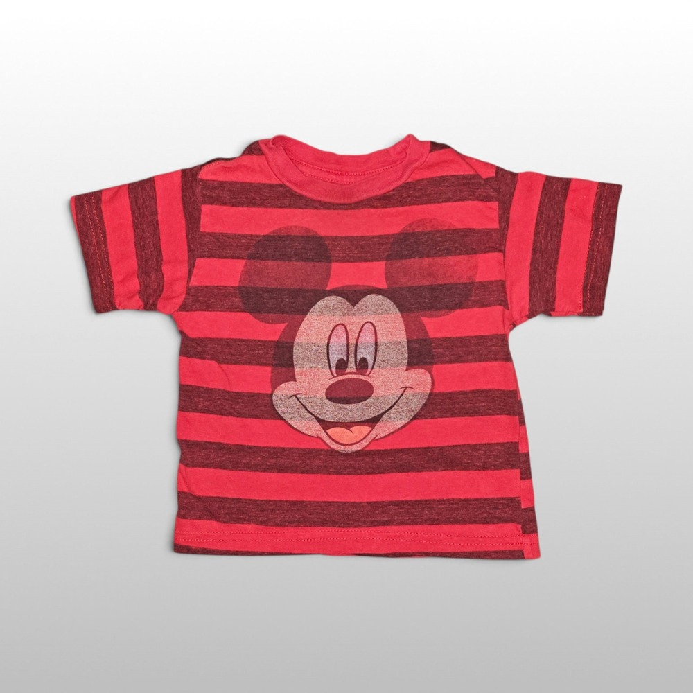 Kids Toddler Disney T-Shirt Mickey Mouse Striped Casual Red 18M Tee